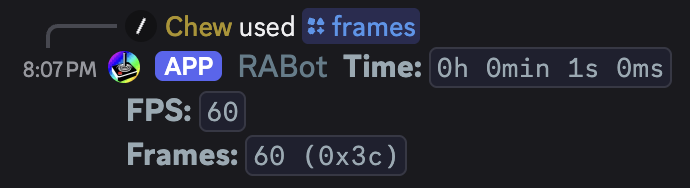 frames command usage